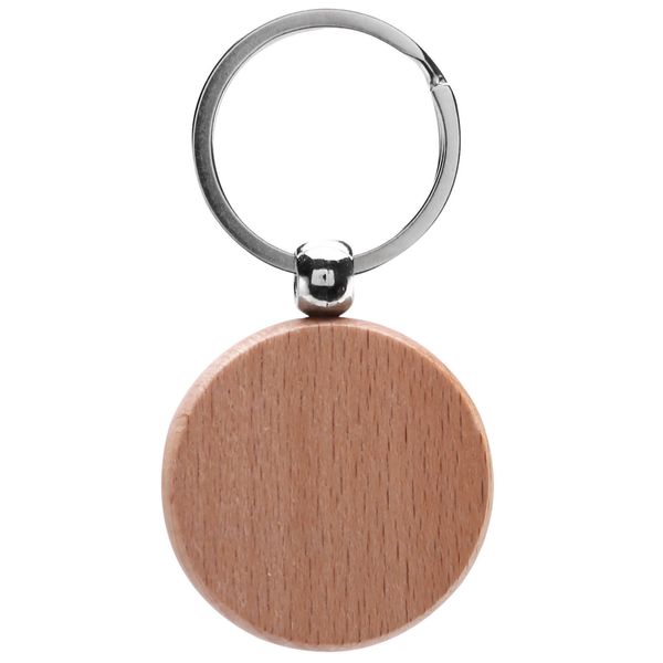 10Pcs Blank Round Wooden Key Chain Diy Wood Keychains 40X40mm