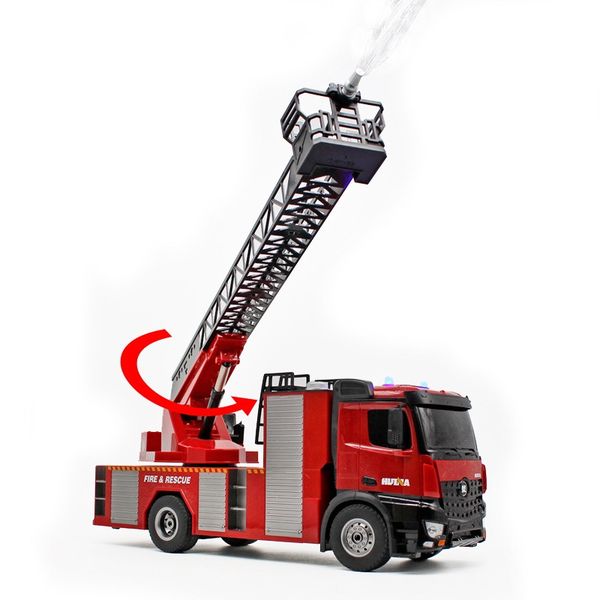Huina-Toy Fire Truck Ladder With Water Spray 270 Degrees Rotating-Rc