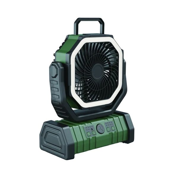 Camping Oscillating Fan with LED Light