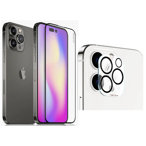TechByte Tempered Glass Camera Screen &amp; Lens Protector - iPhone 14 Pro Max