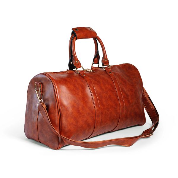 FCG Faux Leather Duffel Bag - Brown