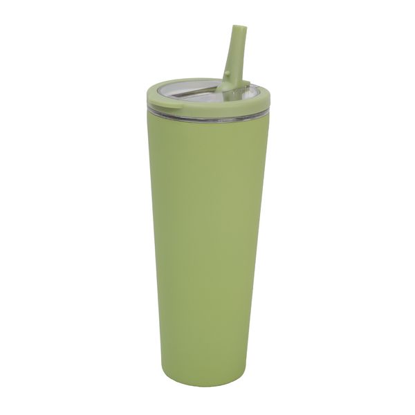 Stainless Steel Straw Tumbler (Green/Black/White) - 1 Piece
