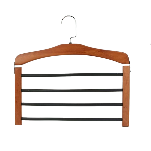 Multi-Tier Wooden Pants Hanger Space-Saving Towel Rack - Brown