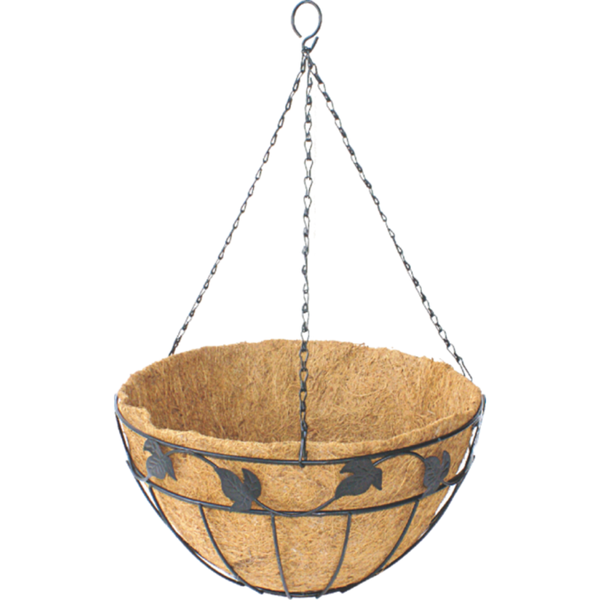 30cm Leaf Design Hanging Basket + Coco Liner