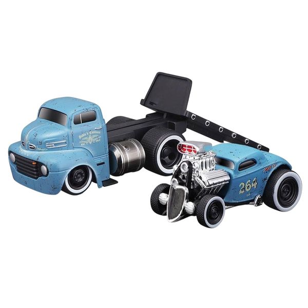 Maisto Flatbed Truck and Muscle Car Hauler Diecast 1:64 Scale Model Car