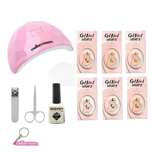 Mellon Moon UV/LED Semi Cured Gel Nail Wrap Kit + Mellon Moon Keycain -#1