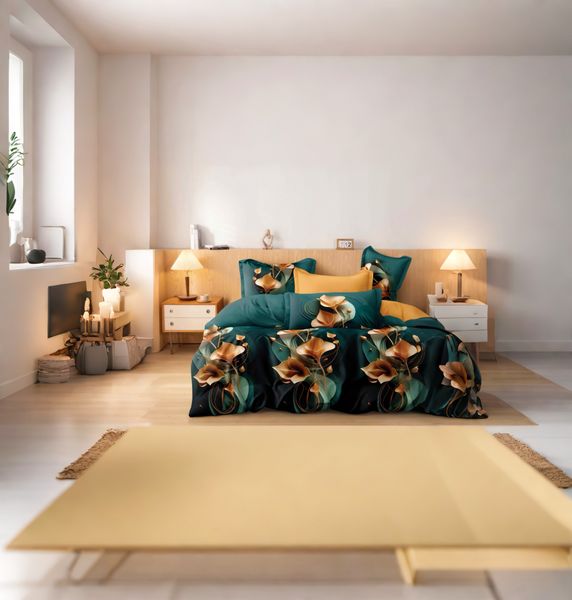 Green Polyester Floral All 200 TC Duvet Cover 6Piece