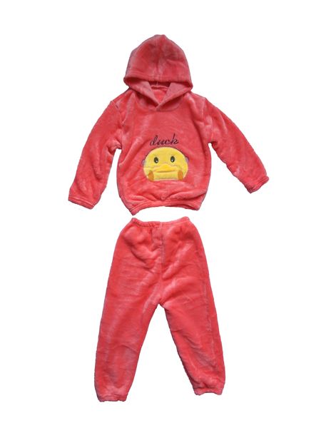 Duck Kid's Winter Hooded Polyester Fleece Pyjamas