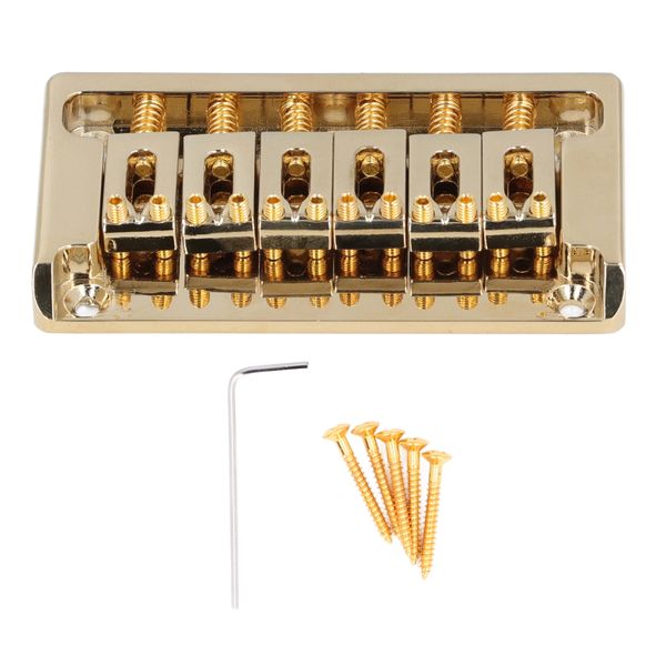 Brass 6-String Non-Tremolo Guitar Bridge Kit Gold