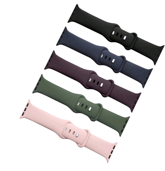 5 Dark Silicone Strap Compatible with Apple Watch (Series 1 -9) 38/40/41mm