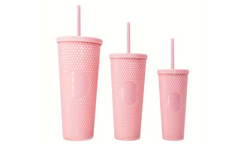Diamond Studded Tumbler Set - 1000ml+600ml+400ml Double Layered Cup - 3 Piece