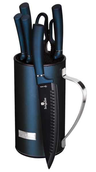Berlinger Haus 7-Piece Non-Stick Knife Set With Steel Stand - Aquamarine