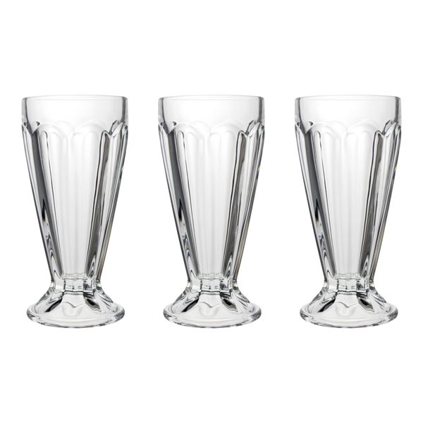 3 Piece Milkshake/Soda Glass - 400ml - 185x85mm