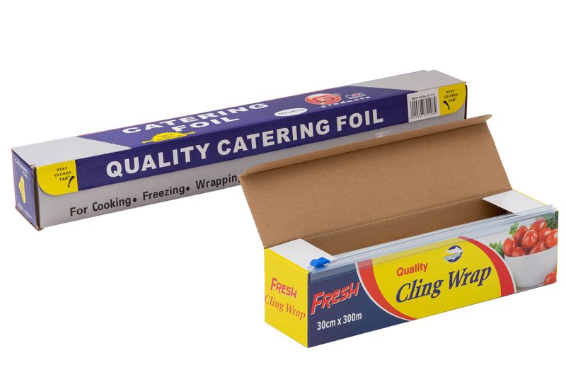 Catering Foil (60m x 45cm) and Fresh Cling Wrap (300m x 30cm) - 2piece bundle