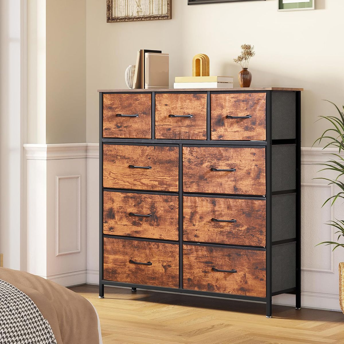 Storage Cabinet 9 Chest of Drawers Fabric Dressing Table Closet Organizer