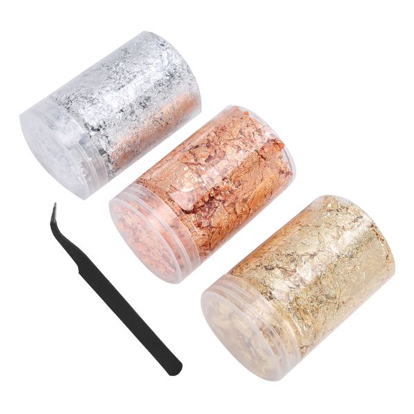 3 Bottles Nail Art DIY Gold Foil DIY Gold Flakes Decoration