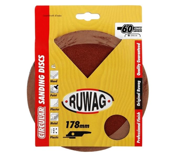 178 mm P60 Fibre Circular Sanding Discs 5 Pack