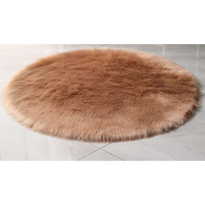 Round Faux Fur Rug (100cm x 100cm) Light Ash Brown Shop Today. Get it Tomorrow!