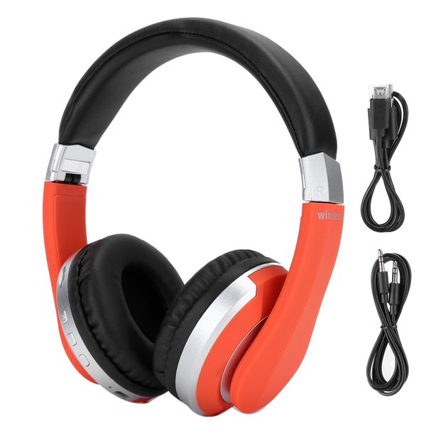 Foldable Bluetooth Headset Wireless Over Ear Stereo Headsets Orange