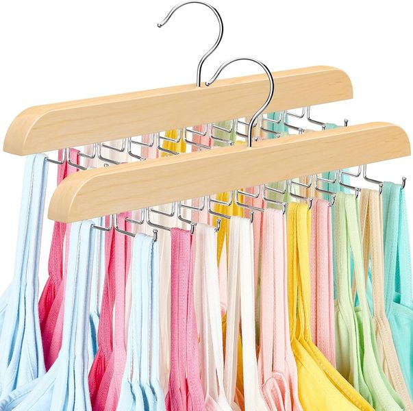 Wooden Clothes Hangers with 40 Foldable Hook Tank Top Belt Closet Organizer