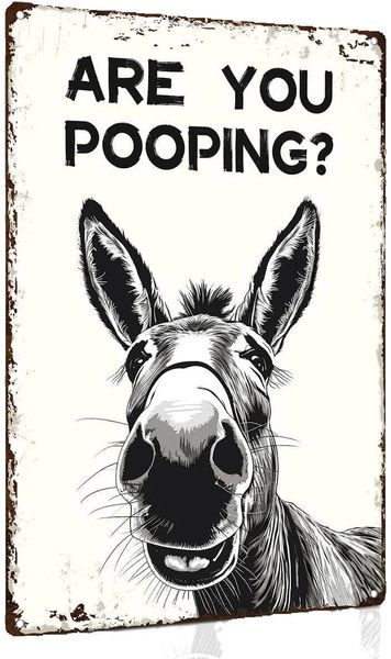 Farmhouse Donkey Sign - 8x12" Funny Metal Bathroom Decor