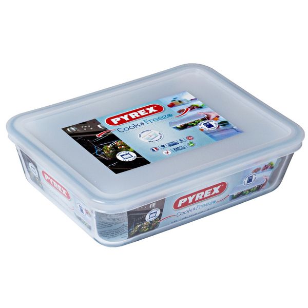 Pyrex - 1.5 Liter Cook And Freeze Glass Rect Dish With Plastic Lid