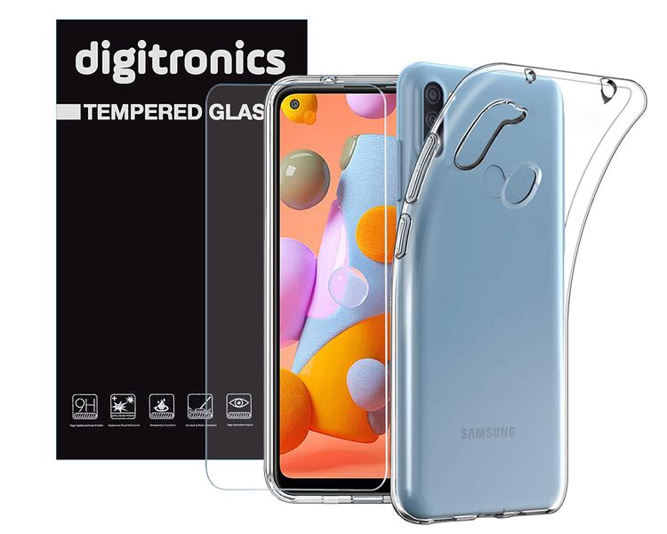 Tempered Glass and Clear Case Combo for Samsung Galaxy A11