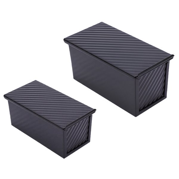 Bestby Carbon Steel Bread Loaf Pan Set with Sliding Lids - 2 Piece Set