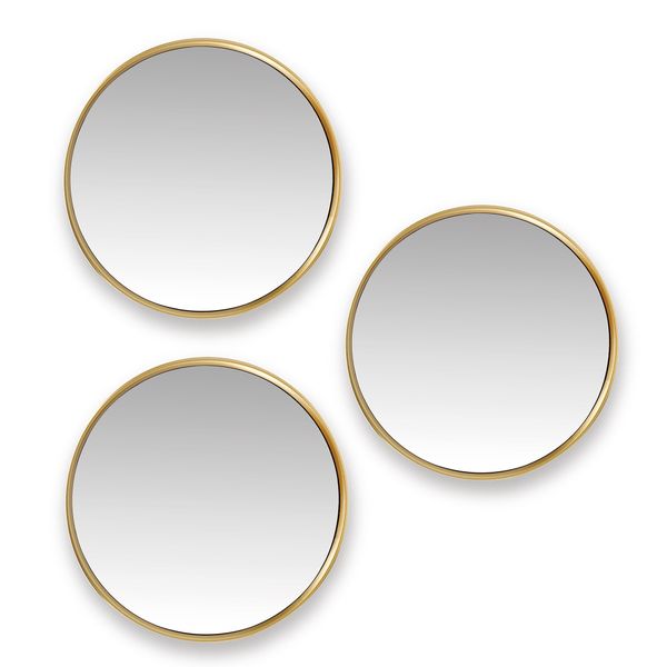 Home Quip - Golden Trio Round Mirror 3pce set- Gold - 20cm x 20cm