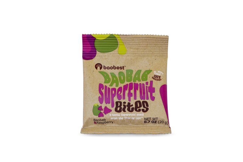 Baobab Superfruit Bites Rasberry 20g x 12 - Vegan, Gluten Free