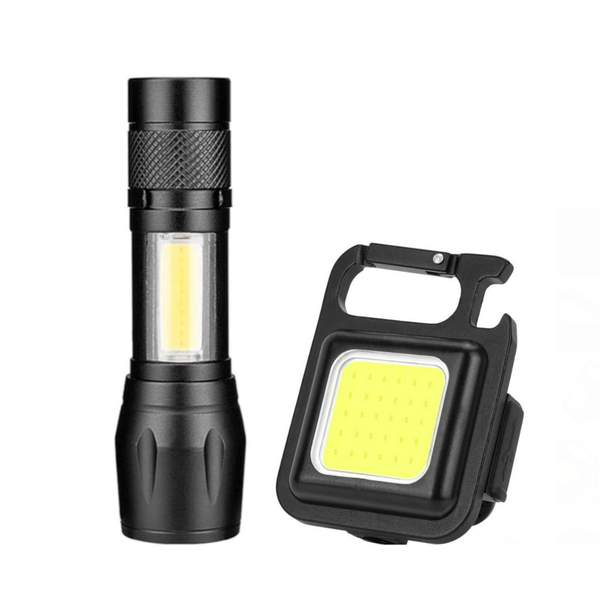 USB Mini Torch with Zoom &amp; Extremely Bright COB Keychain Light with Magnet