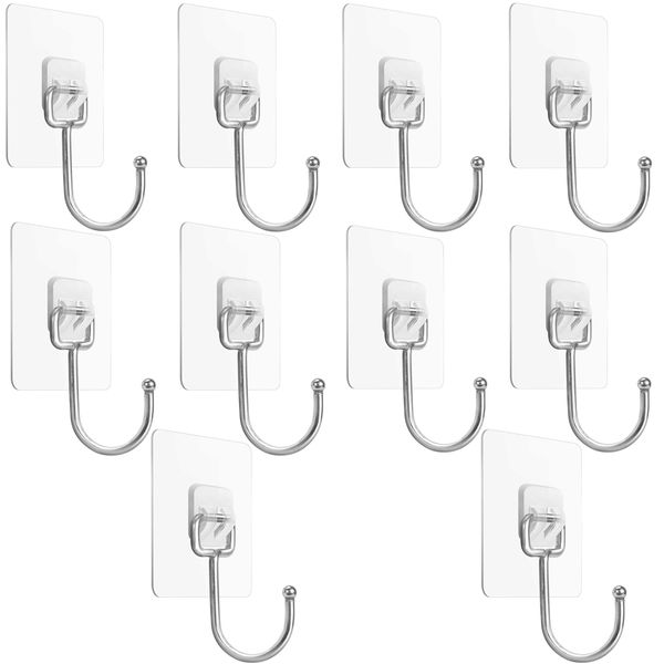 Home Self Adhesive Singular Hook Wall Hanger Set of 10(7cm)