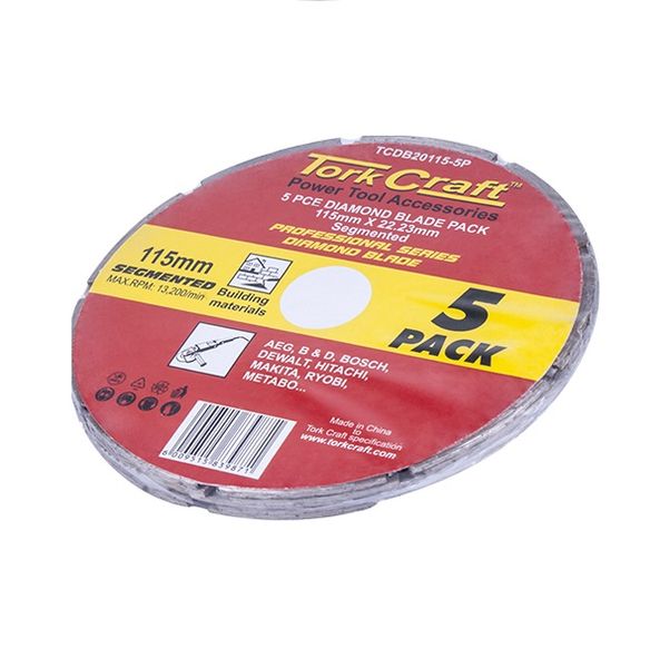 Tork Craft - Diamond Blade Segmented 115mm Bulk 5 Piece - 3 Pack