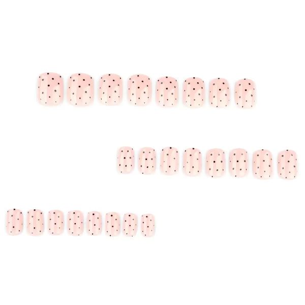 Simple Black Polka Dot Nail Art Short Square False Nails