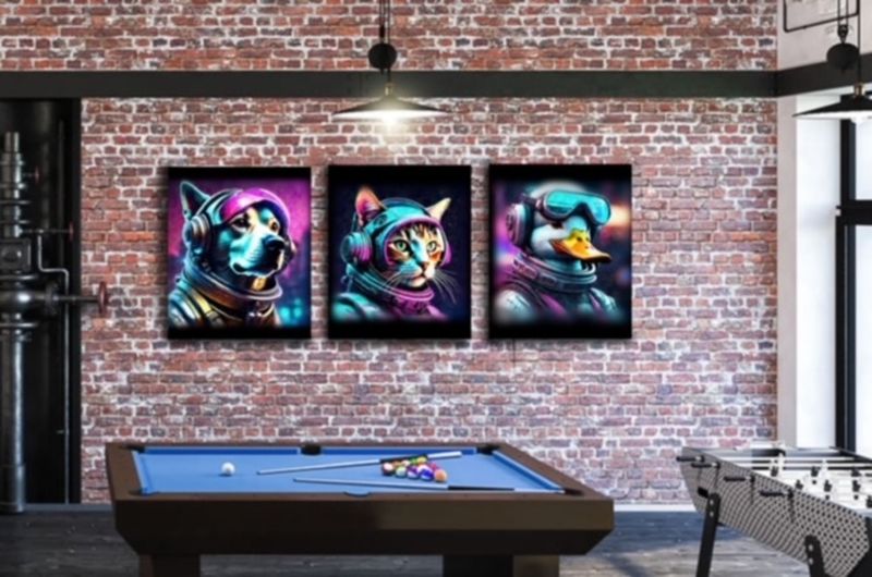 Canvas Wall Art - Astronauts - Set of 3