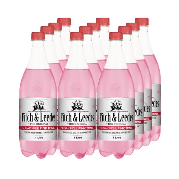 Fitch &amp; Leedes Pink Tonic Sugar Free 1Litre Plastic x 12