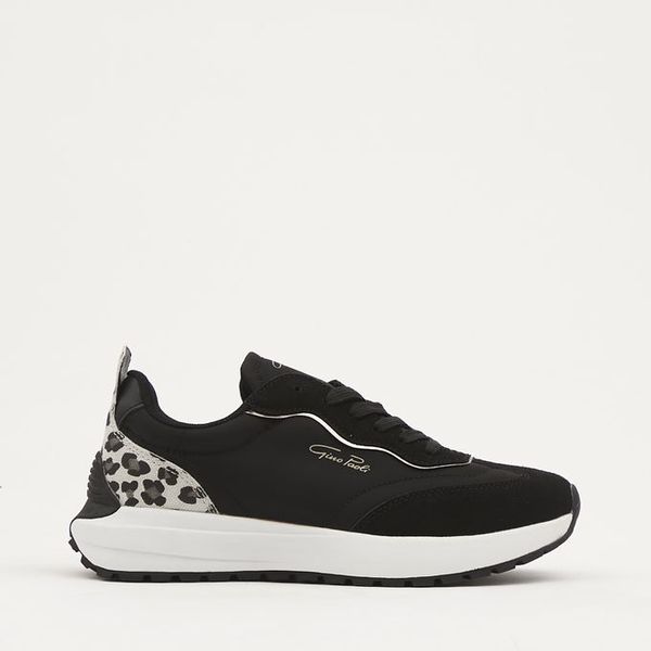 Gino PaoliLeopard Ladies Black Lace Up Sneakers