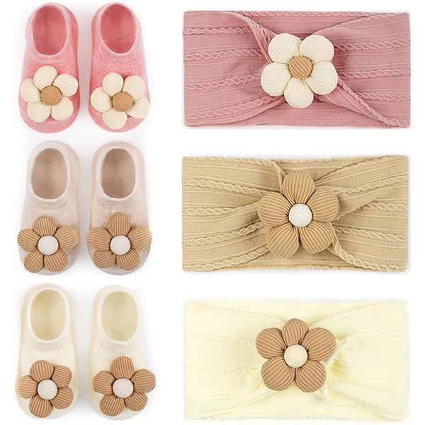 QYNIAL Baby Girl Headband and Socks Set Flower Newborn 0-6Months