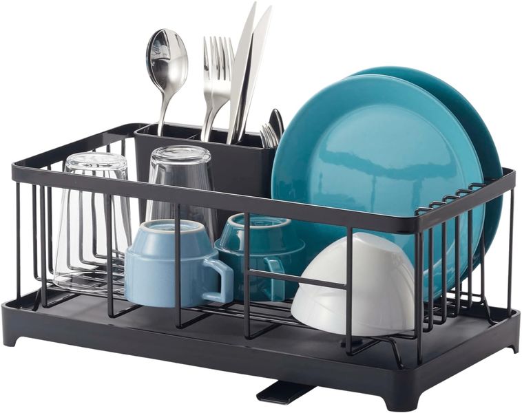 Metal wire dish rack, one size fits all, black