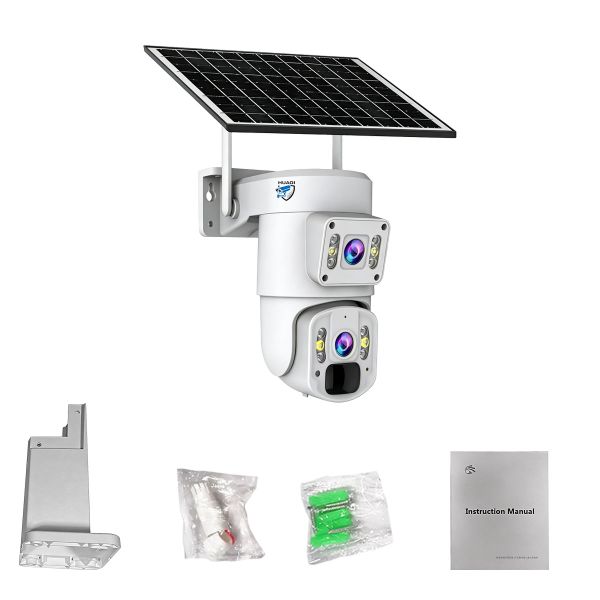 8MP 4G Dual-lens Outdoor Security Cameras with PTZ Solar Panel HUAOI SIM