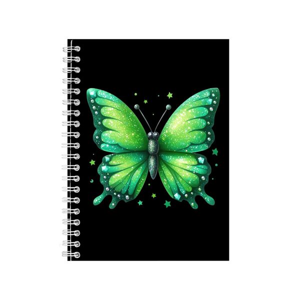 Green A5 Notebook Spiral Lined Notepad Glitter B image