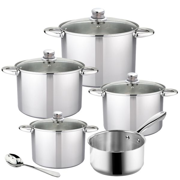 Stainless Steel High-Quality Materials Cookware Set - 10 Piece