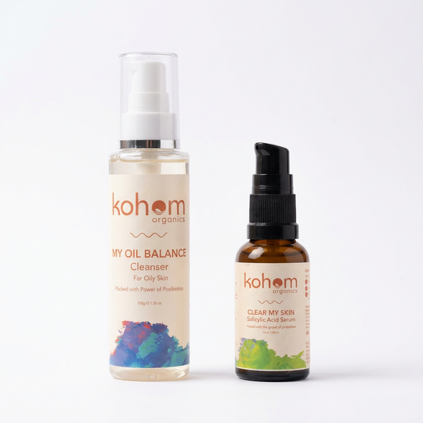 Kohom Organics Postbiotic Acne Control | Oil Cleanser + Salicylic Serum