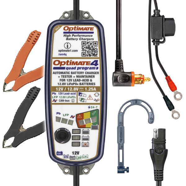 OptiMate 4 Quad Program Premium - CAN-bus Compatible Smart Charger