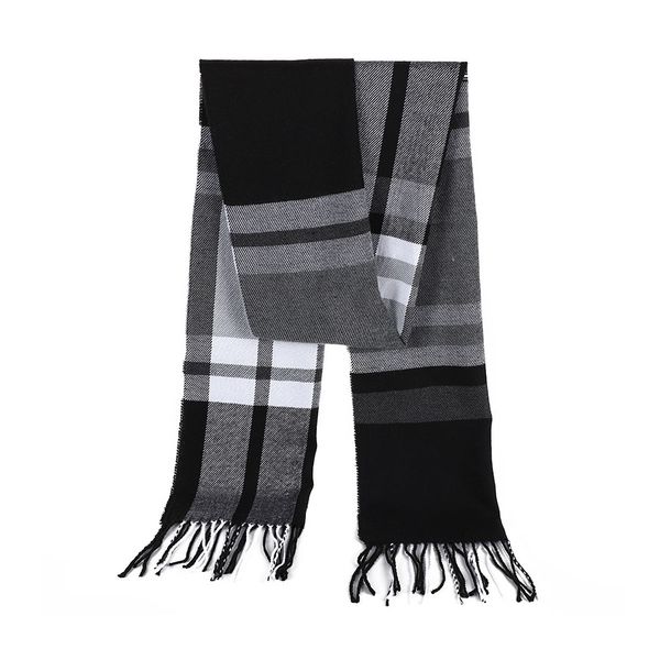 Autumn and winter thin tassel imitation cashmere plaid men's scarf