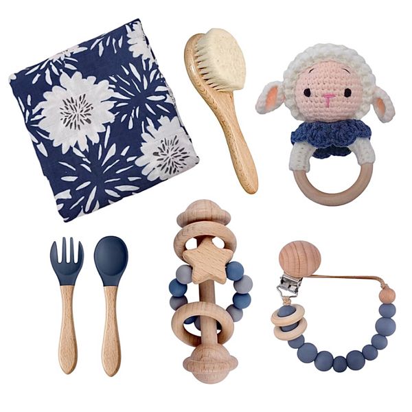Crochet Baby Gift Set 7 Piece Blue and White