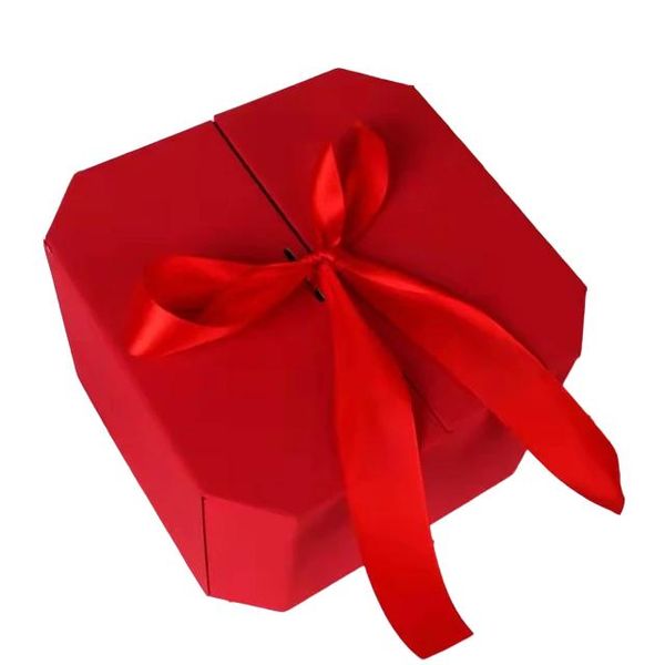 Red Square Gift Box With Ribbon