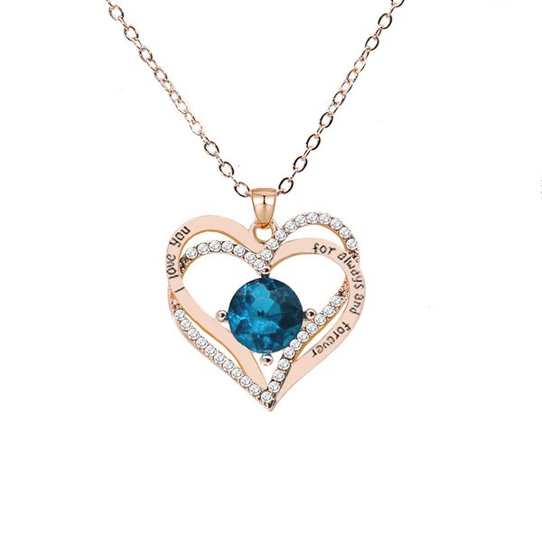 Rose Gold Double Heart Necklace (RN-10111-RGD)