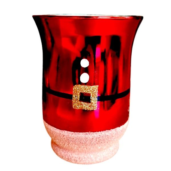 Glossy Glass Santa Suit Christmas Vase
