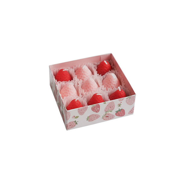 9 Piece - Strawberry Scented Candle Set - Assorted Red And Pink